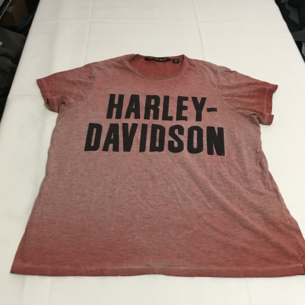 Harley-Davidson Mens T-Shirt 2XL Faded Red Graphic Short Sleeve